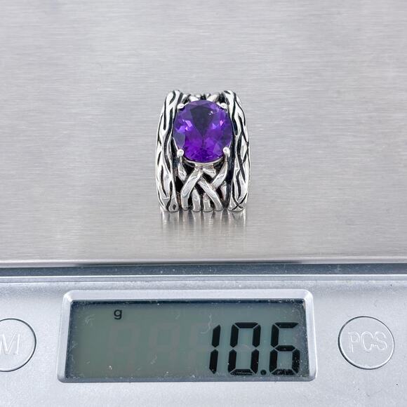 Vintage Sterling Silver 925 Effy Lagoon Purple Amethyst Pendant - Picture 10 of 10